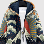 Hoodie met Japans geinspireerde print met strak lijnwerk in rustige kleuren en ruime pasvorm