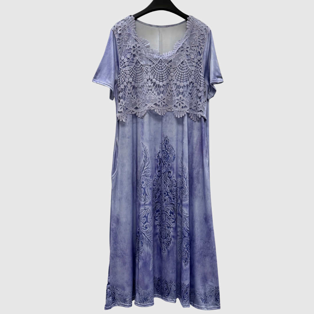 Elegante midi jurk voor dames met zachte bloemenprint in rustige tinten