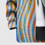 Hoodie met kleurrijke golvenprint in gelaagde heldere tinten en een zachte warme voering