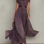 Vivienne dames chiffon maxi-jurk met kanten afwerking