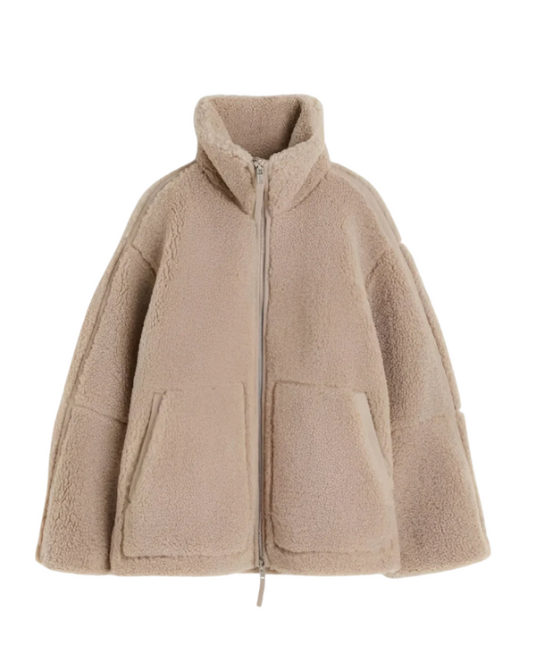 Zachte warme winterjas met capuchon, rits en ruime zakken in effen fleece voor dames