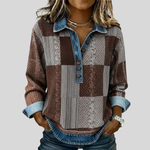 Fenne dames sweater met print en kleurvlakken