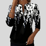 Renske dames sweater met bloemenprint en rits