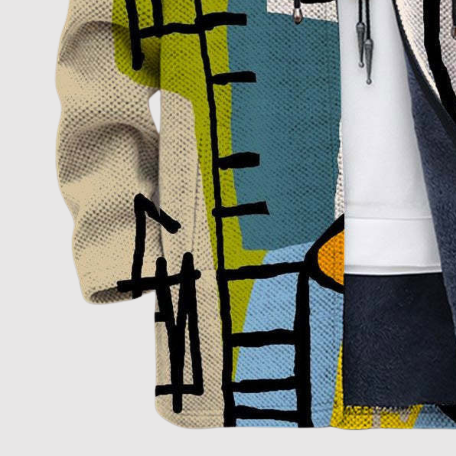 Dames hoodie met abstracte kunstprint in verschillende kleuren en vormen