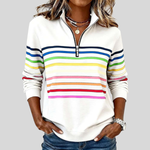 Diede dames gestreepte sweater met kwart rits
