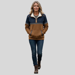 Bregje dames pullover met sherpakraag en halve rits