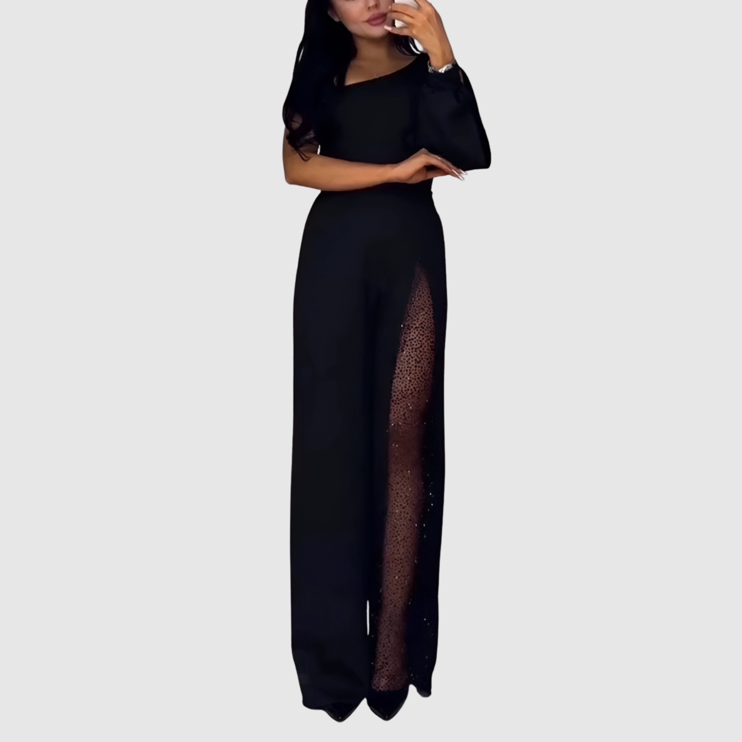 Karlijn dames jumpsuit met kanten panelen