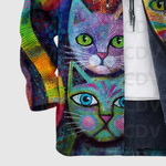 Sweater met kleurrijke kattenprint en zachte geborstelde fleece aan de binnenzijde