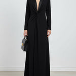 Kara dames maxi-jurk met diepe v-hals en lange mouwen