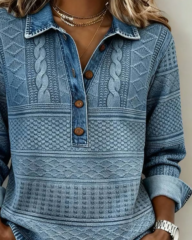 Willeke trui met structuur en knoopdetail