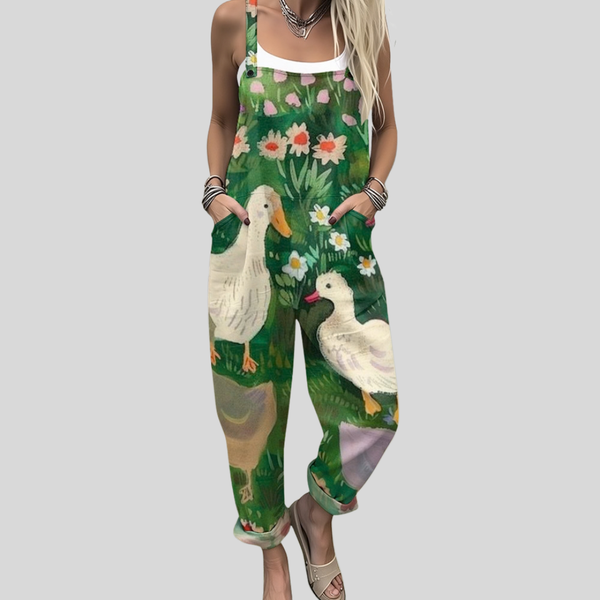Zomerse dames tuinbroek met ruime pasvorm, zijzakken en enkellange 7/8-pijpen