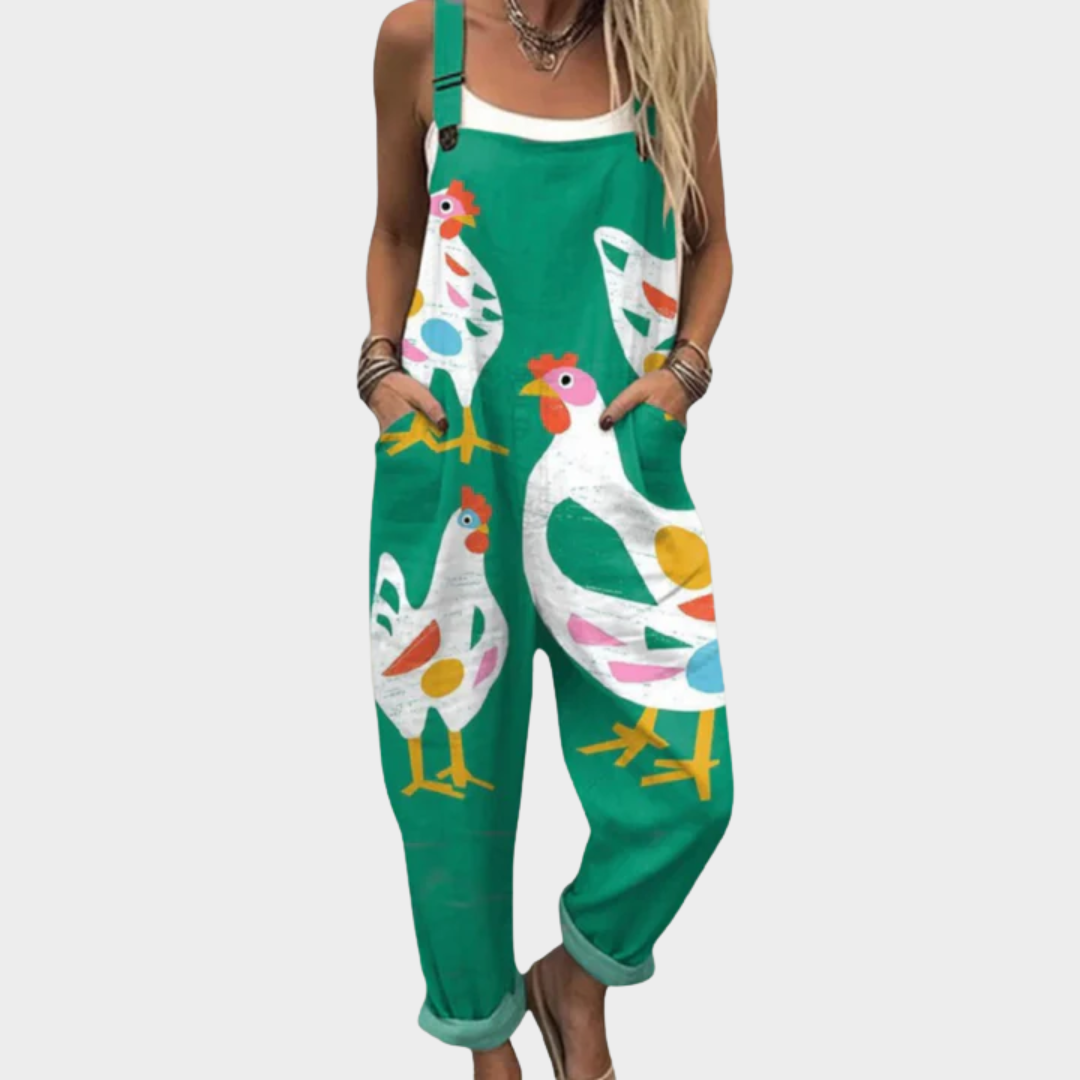 Dames jumpsuit met bloemenprint en verstelbare bandjes in soepele lichte stof