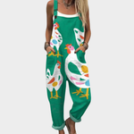 Dames jumpsuit met bloemenprint en verstelbare bandjes in soepele lichte stof