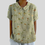 Elegante dames top met bloemenprint, polokraag en een vloeiende, ruime pasvorm