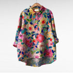 Elegante zomerblouse met kunstzinnige print en ruime snit voor dames