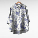 Elegante zomerblouse met kunstzinnige print en ruime snit voor dames