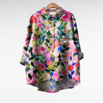Elegante zomerblouse met kunstzinnige print en ruime snit voor dames
