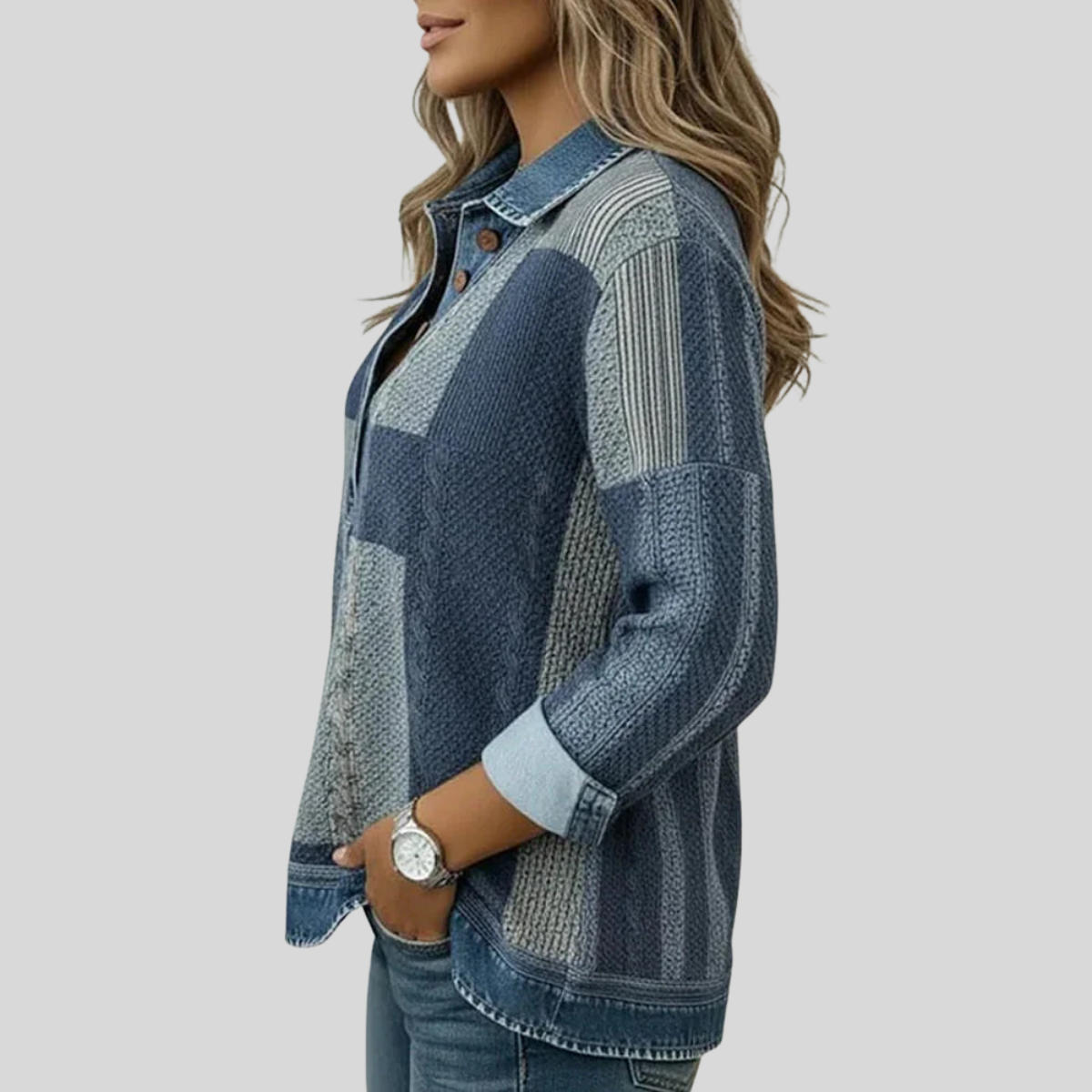 Fenne dames sweater met print en kleurvlakken