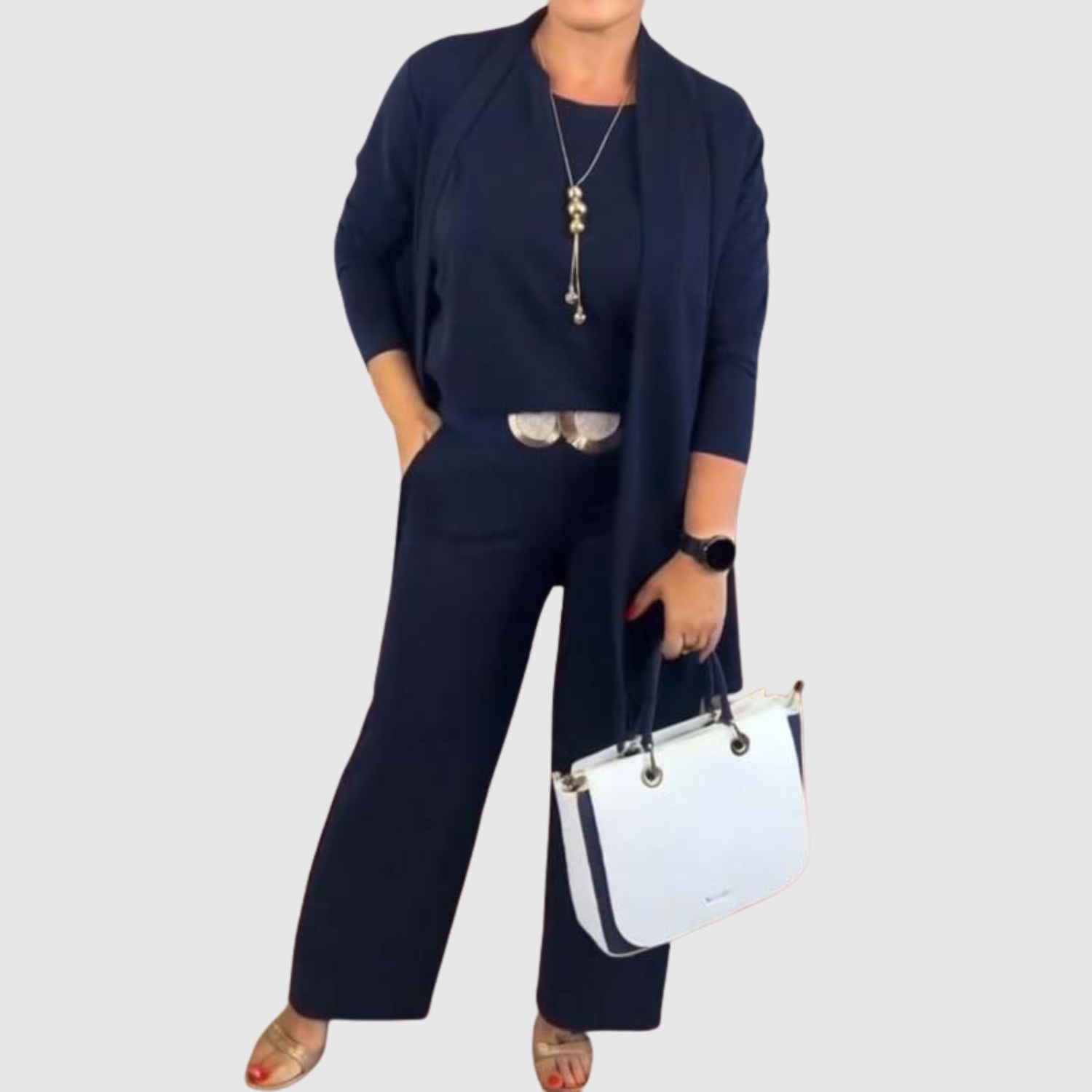 Femke dames blouse- en broekset met wijde pijpen