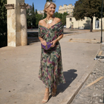 Bregje off-shoulder maxi-jurk