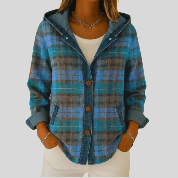 Maaike dames gevoerd geruit overshirt met knopen