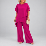 Liselotte dames asymmetrische tweedelige set met wijde broek