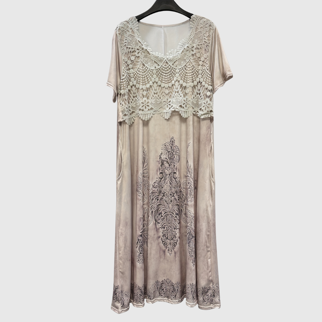Elegante midi jurk voor dames met zachte bloemenprint in rustige tinten