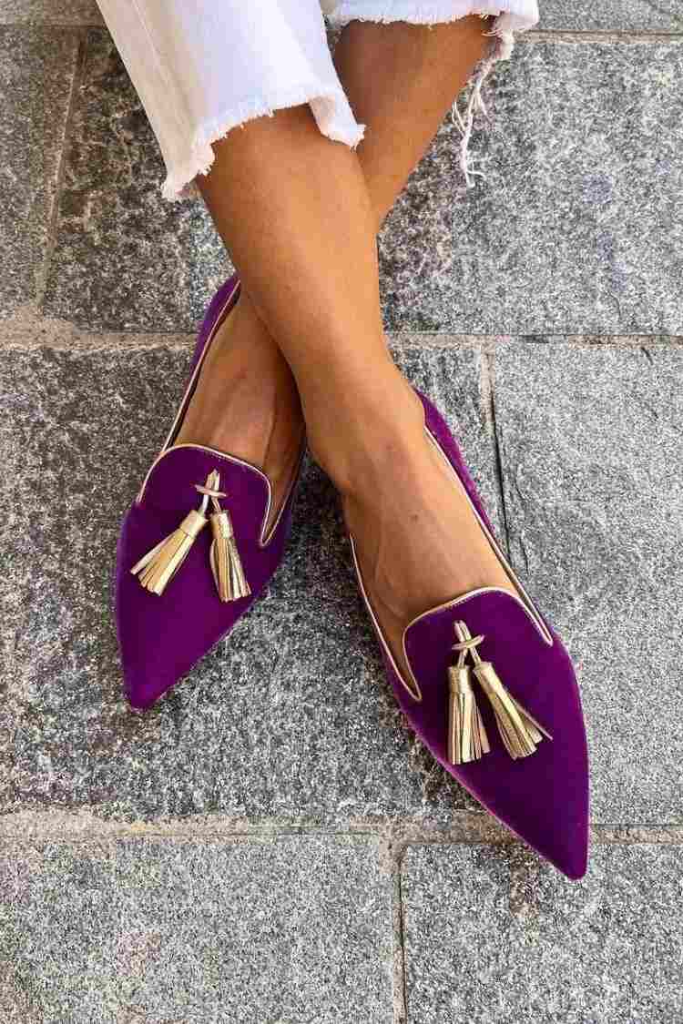 Boho dames instappers met franjes in warme kleuren, handgemaakt en comfortabel
