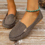 Elegante dames ballerina mocassins met vlakke zool en sierlijke afwerking in effen kleur