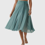 Elegante 2-in-1 dames rok met hoge taille, elastische band en soepel vallende stof