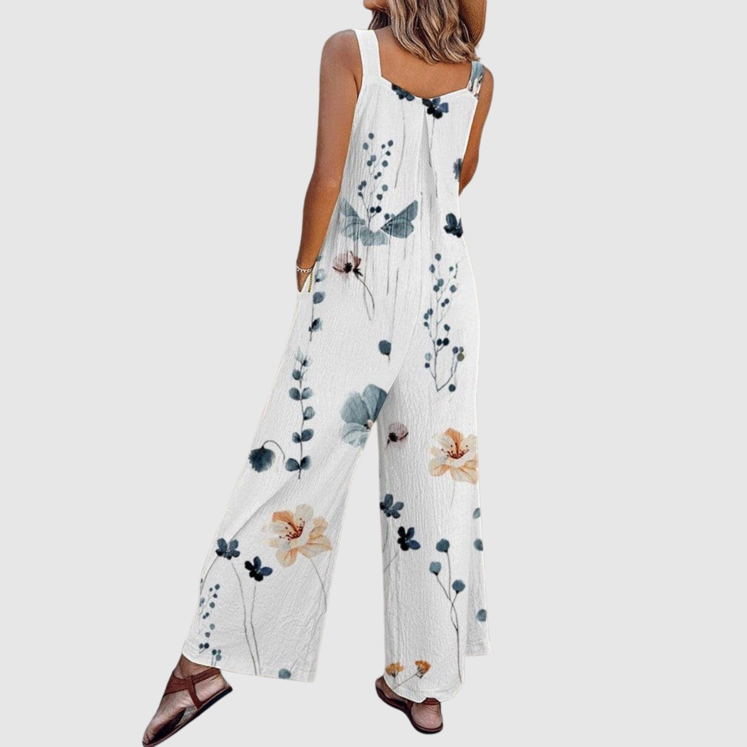 Noor dames jumpsuit met bloemenprint en wijde pijpen