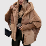 Kort pluizig teddy jasje met oversized pasvorm in zachte teddystof voor dames