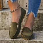 Elegante dames ballerina mocassins met vlakke zool en sierlijke afwerking in effen kleur