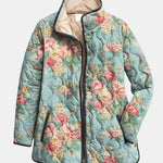 Yvette dames blauw gewatteerd jasje met bloemenprint