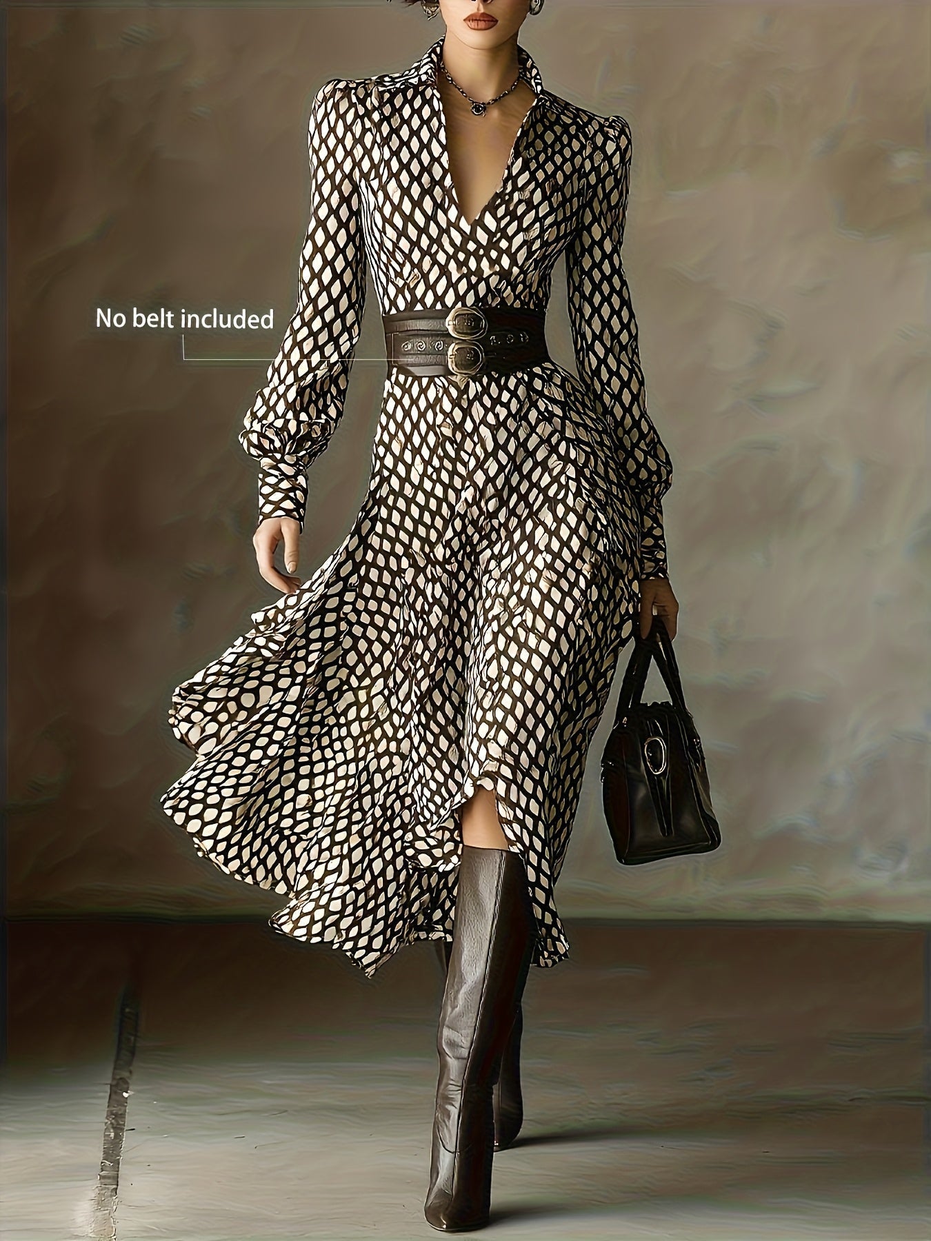 Zara dames jurk met ruitprint en ceintuur