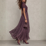 Vivienne dames chiffon maxi-jurk met kanten afwerking