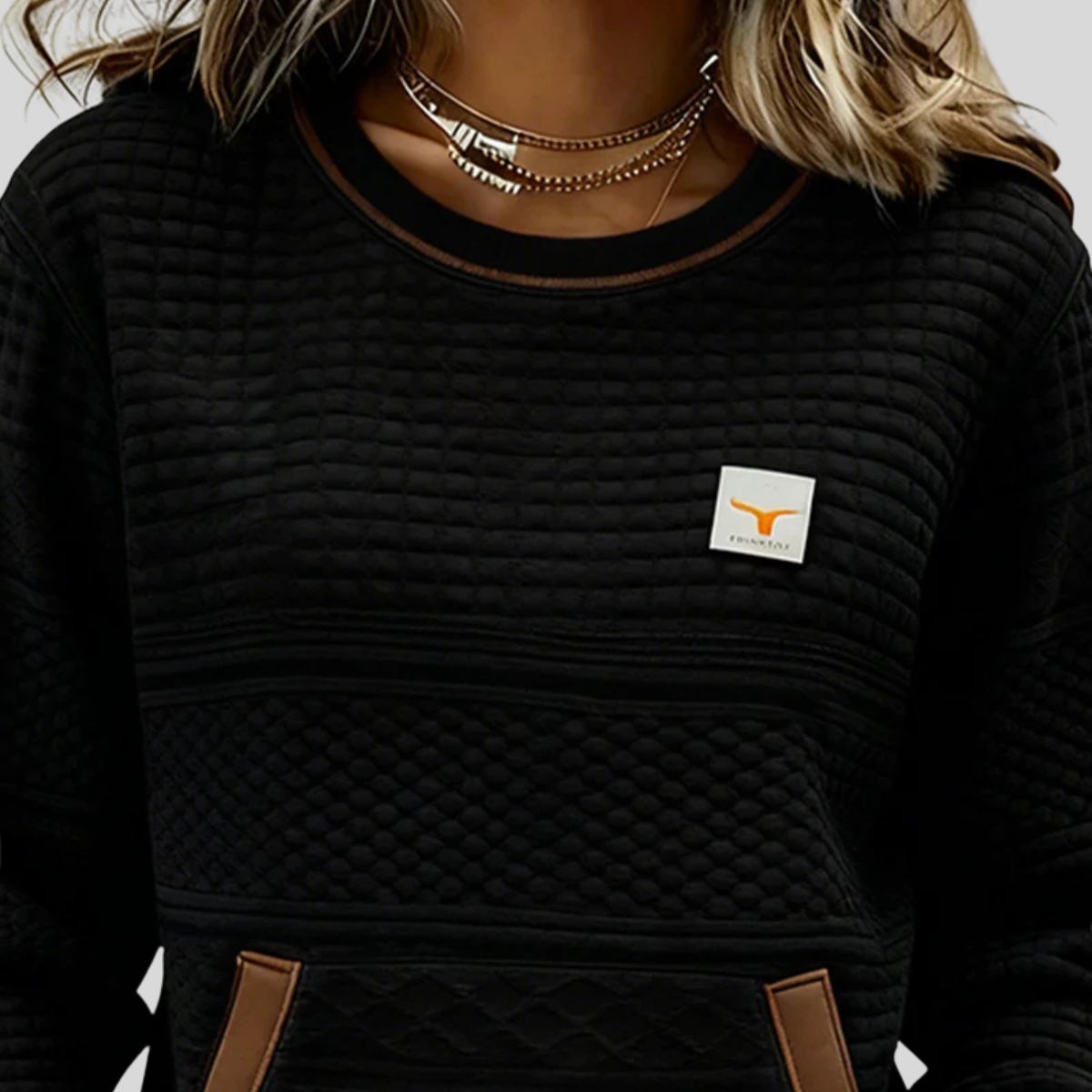 Eefje dames sweater met ronde hals en kleurvlakken