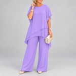 Liselotte dames asymmetrische tweedelige set met wijde broek