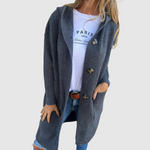 Lang dames vest met knoopsluiting, zachte stof en twee praktische zakken