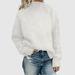 Oversized coltrui met ruime pasvorm en hoge col in zachte breistof voor dames
