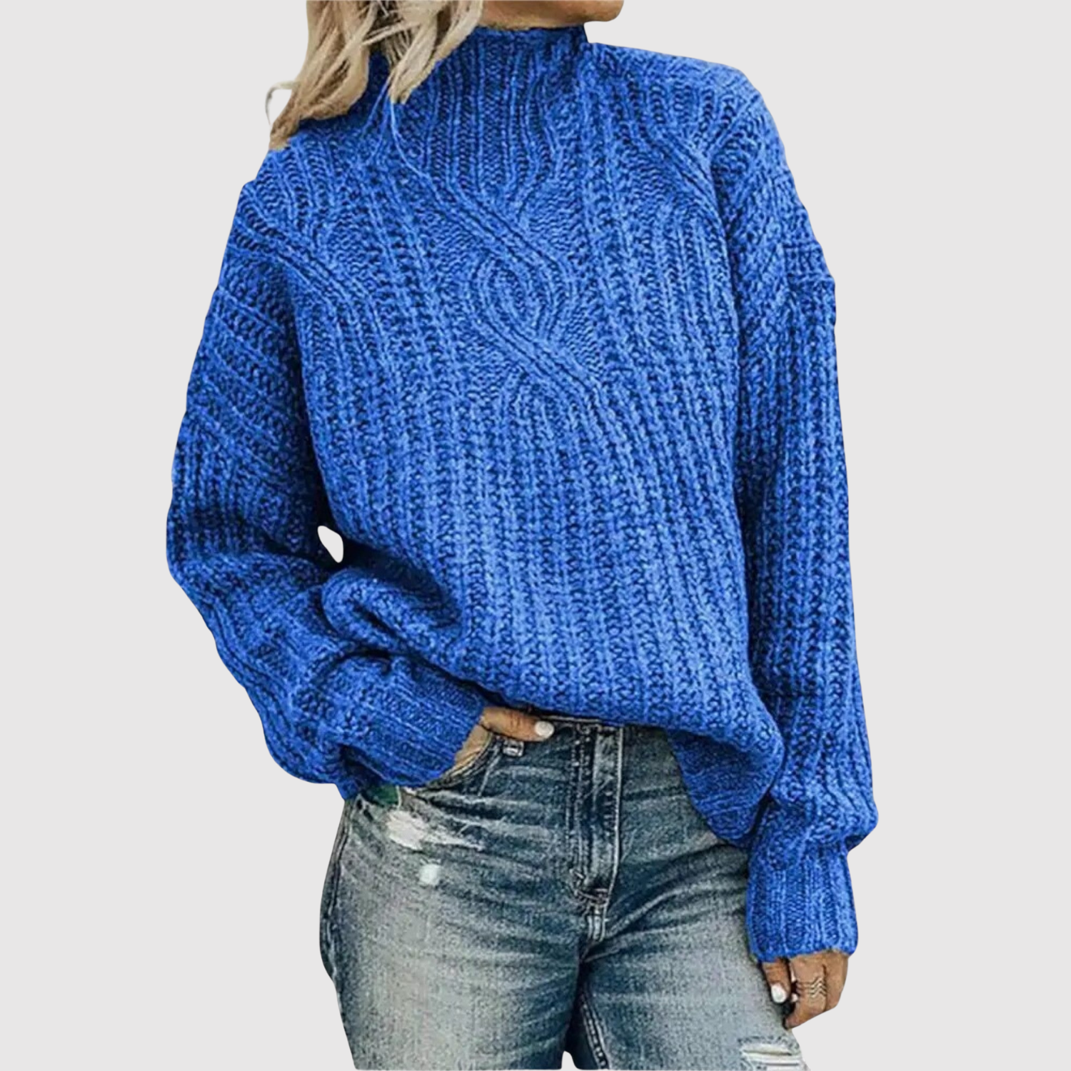 Oversized coltrui met ruime pasvorm en hoge col in zachte breistof voor dames