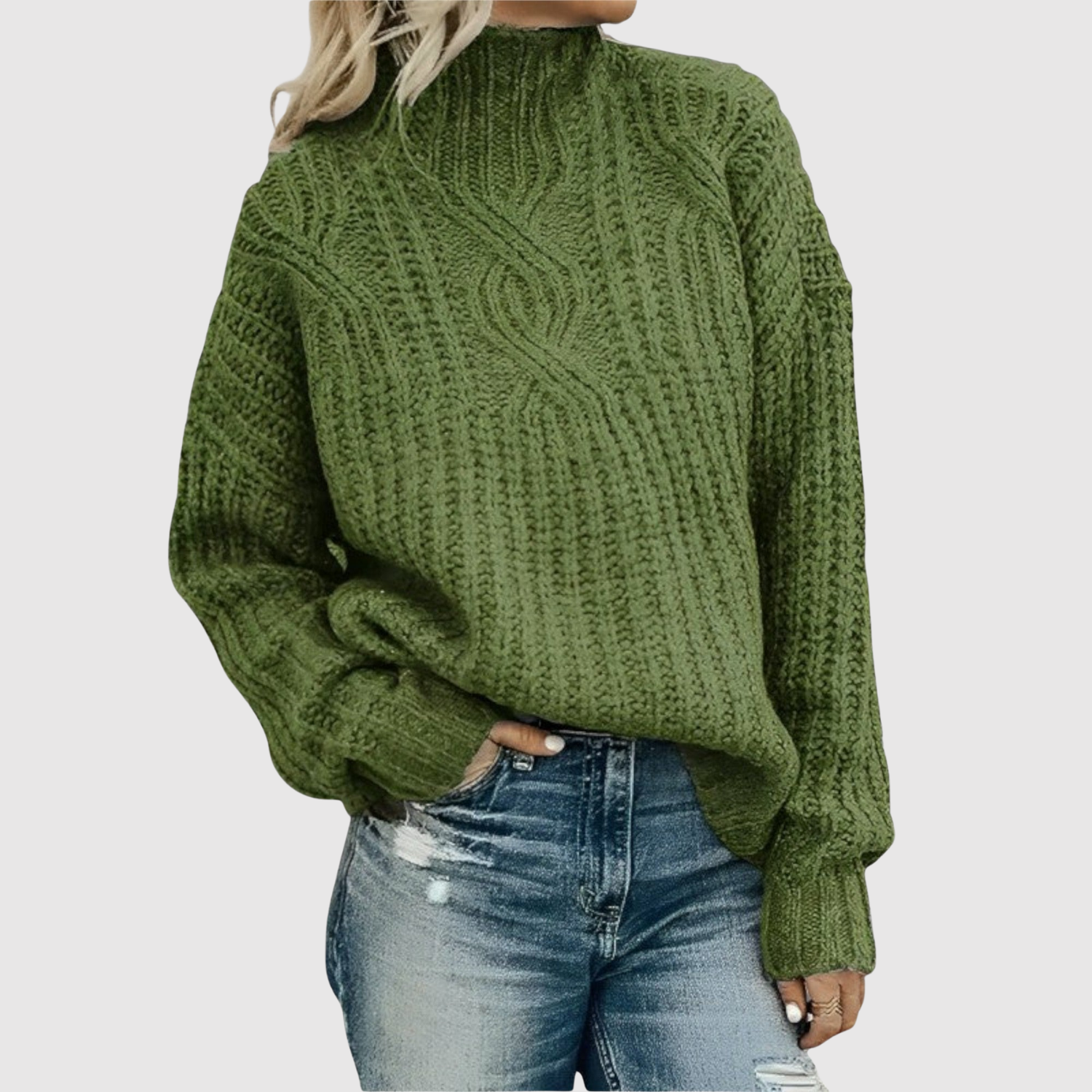 Oversized coltrui met ruime pasvorm en hoge col in zachte breistof voor dames