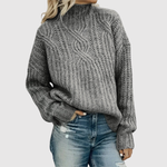 Oversized coltrui met ruime pasvorm en hoge col in zachte breistof voor dames