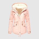 Warme dames parka met fleecevoering, trekkoord in de taille en diepe zakken