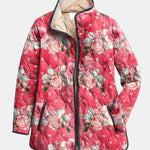 Seline dames roze gewatteerd jasje met bloemenprint