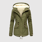 Warme dames parka met fleecevoering, trekkoord in de taille en diepe zakken