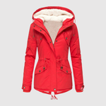 Warme dames parka met fleecevoering, trekkoord in de taille en diepe zakken