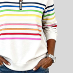 Diede dames gestreepte sweater met kwart rits
