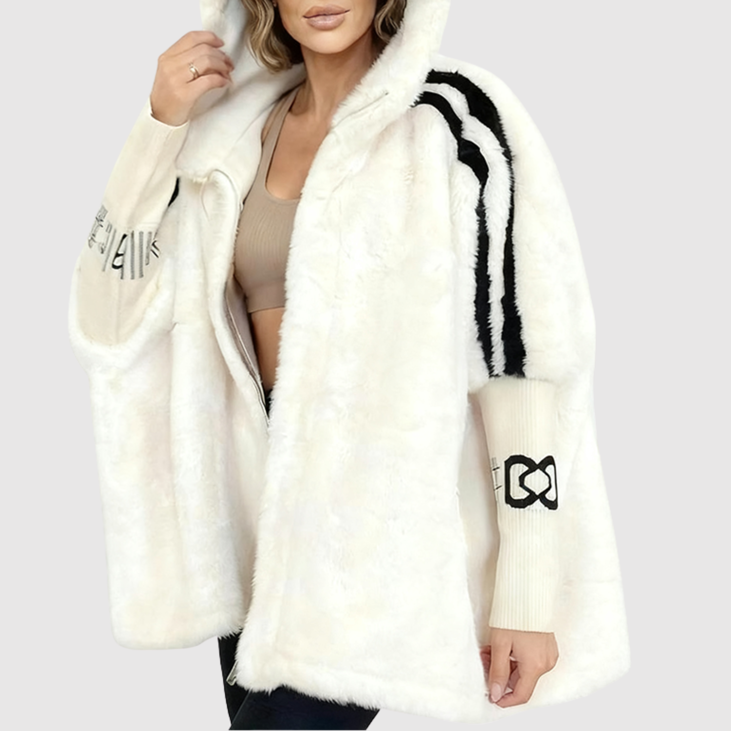 Katja dames jas met capuchon en mouwdetail