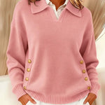 Brigitte dames trui met polokraag en knoopdetails
